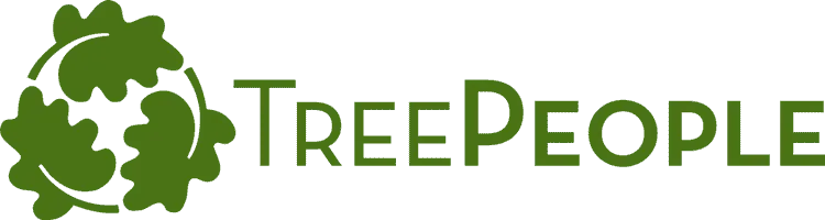 This nonprofit logo from TreePeople includes the organization's name in a bold font alongside a graphic of leaves.
