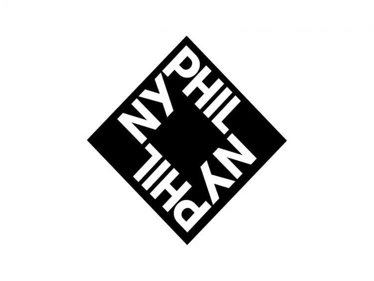 New York Philharmonic's nonprofit logo features the organization's nickname in capital white letters within a black square.