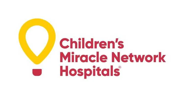 This nonprofit logo from the Children's Miracle Network Hospitals has a graphic of a lightbulb next to the organization's name in a bubbly red font.